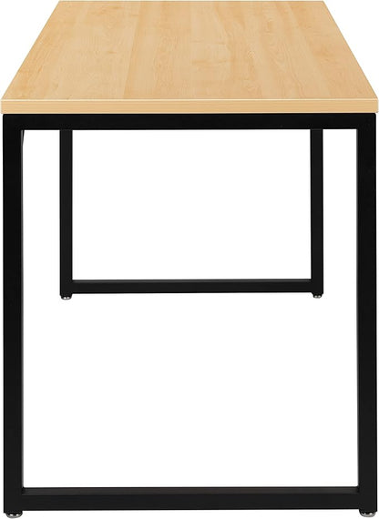 EMMA + OLIVER Industrial Modern Desk-47 L Commercial Grade Home Office Desk-Maple/Black