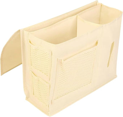Dependable Industries inc. Essentials 7-Pocket Bedside Caddy Organizer – Multi-Pocket Bed Storage for Remotes, Phone, Glasses, Tissues, and Magazines – Durable, Waterproof, and Easy-to-Install