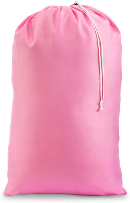 Extra Large Heavy Duty Laundry Bag 30" x 40" - Handy Laundry Nylon Dirty Clothes Bag with Locking Drawstring, Machine Washable, Holds 60 lbs, for Travel, College Dorm, Laundromat, Hamper Liner, Pink