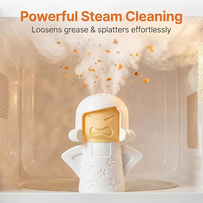 Angry Mama Microwave Oven Steam Cleaner, Angry Mom Microwave Cleaner, Just Add Vinegar and Water, Cut Cleaning Time by Half (White)