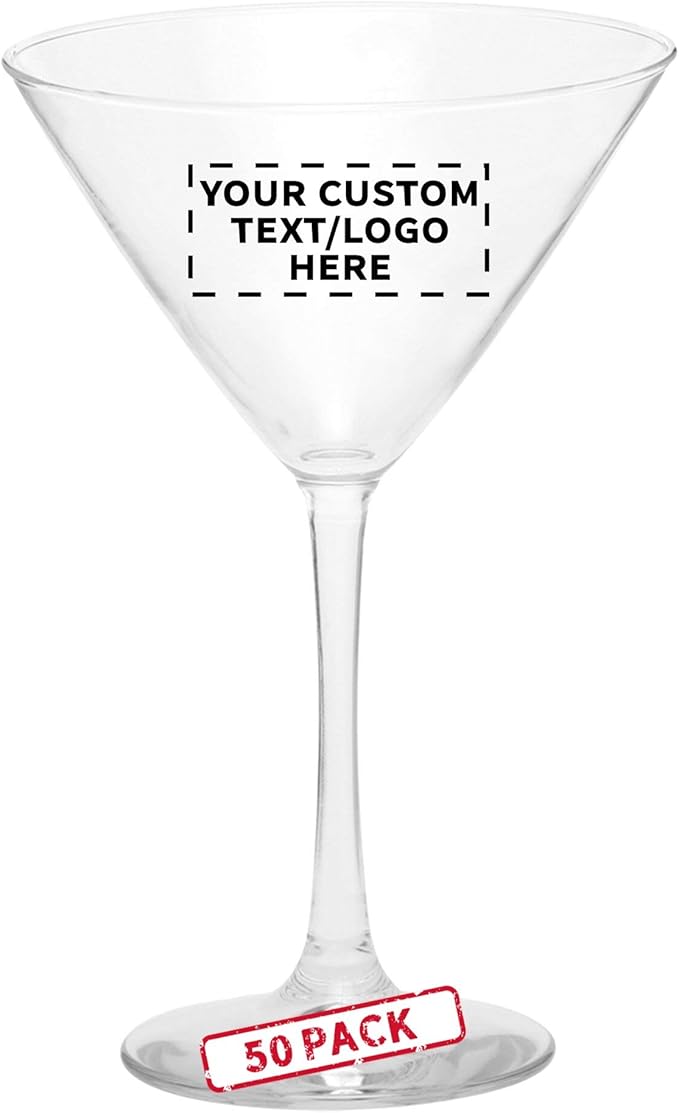 Custom Martini Glasses by ARC 10 oz. Set of 50, Personalized Bulk Pack - Perfect for Hotel, Bar, Restaurant or Lounge - Clear