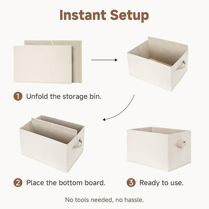StorageWorks Storage Baskets for Shelves, Foldable Fabric Closet Storage Bins with Handles, Fabric Storage Bins Clothes Organizer, Beige, 3-Pack, Extra Large
