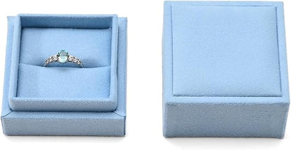 Oirlv Ring Gift Box with Lid Magnetic Boxes for Wedding Proposal Gift Birthday Present with Card(Blue)
