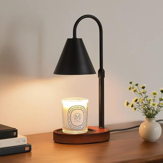 MEIXISUE Black Candle Warmer Lamp with Timer and Dimmer,Mother's Day/Birthday for Mom/Wife,Electric Wax Melt Warmer,Home Decor,Scented Jar Lamp,Adjustable Height,with 2 Bulbs