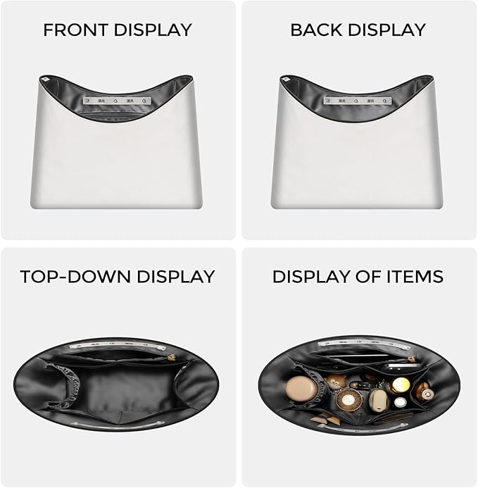 GIVLEFLY Purse Organizer Insert Fit for Laurel Small Size Tote Bag Organizer Insert with Cup Holder, Light Weight Purse Liner with Built-In Zipper Pocket (Dark Gray Lining,Medium)