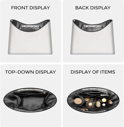 GIVLEFLY Purse Organizer Insert Fit for Laurel Small Size Tote Bag Organizer Insert with Cup Holder, Light Weight Purse Liner with Built-In Zipper Pocket (Dark Gray Lining,Medium)