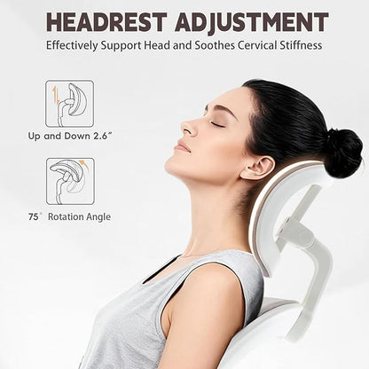 Ergonomic Office Chair with 3D Adjustable Lumbar Support, Mesh High Back, 75° Rotating Headrest, Rocking Function, 300lbs Capacity, Black/White (White)