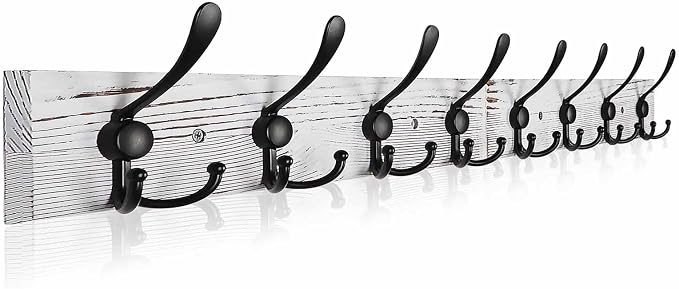 Coat Rack Wall Mount 31.5'' Coat Hanger Wall Mount Old White Coat Hooks for Wall Rustic Towel Racks for Bathroom Living Room Coat Hats Clothes