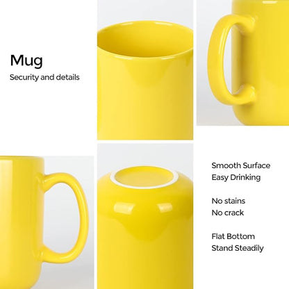 harebe 20 OZ Large Coffee Mug, Smooth Ceramic Tea Cup for Office and Home, Big Capacity with Handle, Yellow