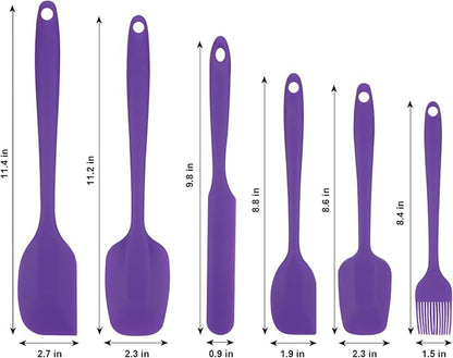 Silicone Spatulas Set, Rubber Spoon Spatula Heat Resistant Spoonula One Piece Design Seamless Spatula Non-Stick Scrapers Baking Mixing Tool (Purple)