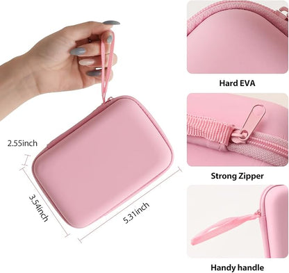 TUGUAI Label Maker Case Compatible with Phomemo D30 JADENS D110 NiiMbot D11 SUPVAN E10 Label Printer, Hard Carrying Container Storage Holder Organizer for Tape Roll, Charging Cable (Box Only, Pink)