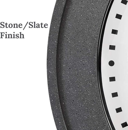 Presentime & Co. 20" Bradford Indoor/Outdoor Farmhouse Clock with Weather Station, Gray Stone Finish