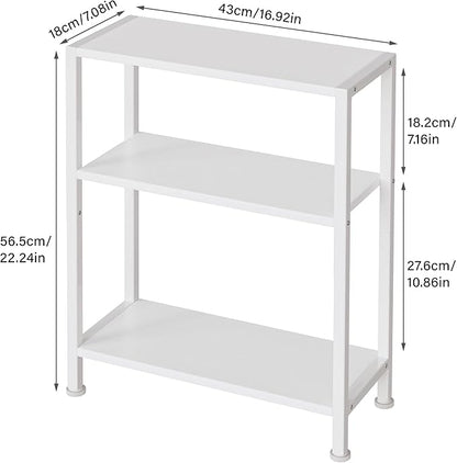 3-Tier Side Table, Small End Table, Sofa Side Table for Narrow Spaces, Slim End Table, Skinny Nightstand Table for Living Room Bedroom Office, White