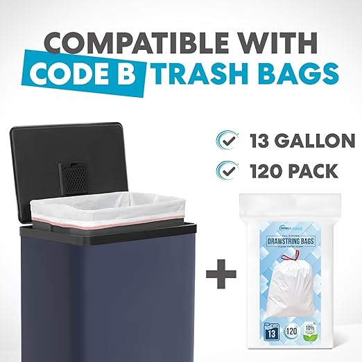 Simpli-Magic 50 Liter / 13.2 Gallon Soft-Close, Smudge Resistant Trash Can with Foot Pedal and Built in Filter- Blue