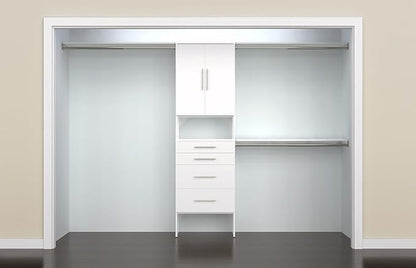 ClosetMaid 1937340 SuiteSymphony Modern 25-Inch Closet Organizer with Shelves, 2-Doors and 4-Drawers, Pure White