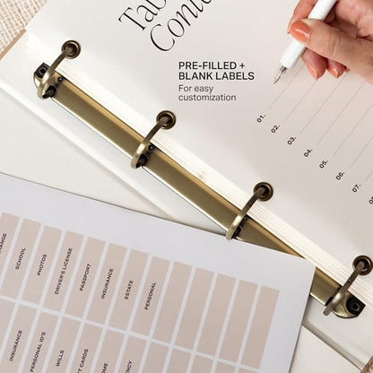 Document Organizer Binder – Premium Linen Folder System with Full & Half-Page Envelopes for Important Papers, Passports, Birth Certificates & More