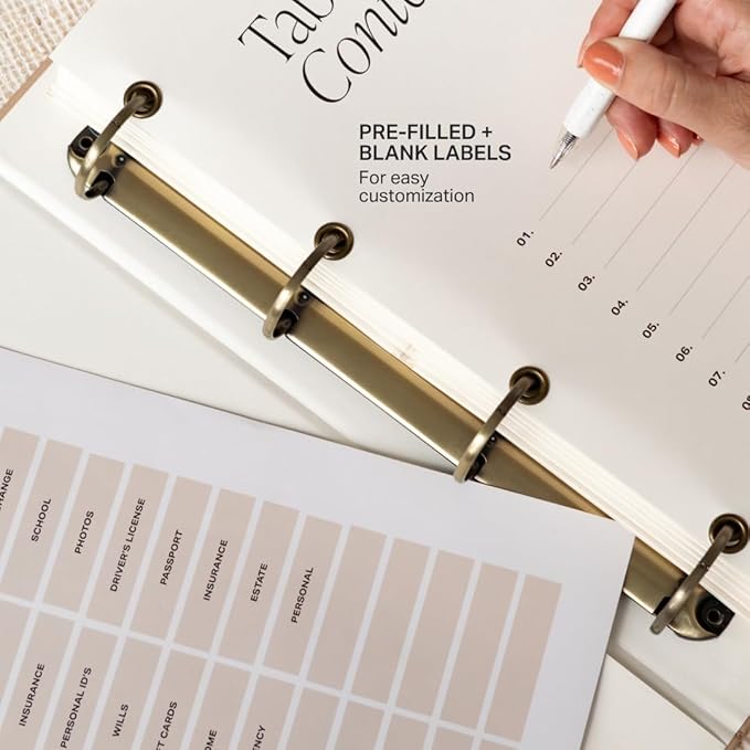 Document Organizer Binder – Premium Linen Folder System with Full & Half-Page Envelopes for Important Papers, Passports, Birth Certificates & More