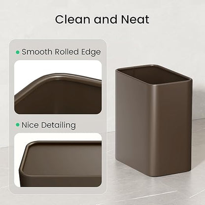 Cesun Small Bathroom Trash Can, 2.1 Gallons, Open-Top, Brown Metal, Stainless Steel, Modern, Ideal for Bathroom, Bedroom, Home Office,Toilet, Rv,Near Desk, Under Sink
