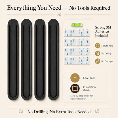 Bamboo Coffee Pod Holder, Adhesive Wall Mount (No Drilling) for Cabinet Door, 36-Capsule Storage (Set of 4) — Vertical/Horizontal — Compatible with Nespresso Original Line-Black