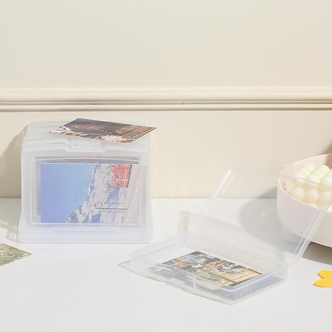 novelinks Transparent 4" x 6" Photo Storage Boxes, 6 Inner Photo Organizer Cases with Tray, Picture Storage Containers for 4x6 Prints, Craft & Memory Card Sorting Box (Clear 1Pack)