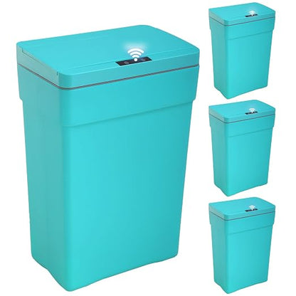 BestOffice 13 Gallon Trash Can Automatic Kitchen Trash Can Touch Free High-Capacity Garbage Can with Lid for Bedroom Bathroom Home Office 50 Liter (Black, 1) (4, Blue)