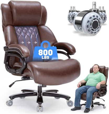 800lbs Executive Office Chairs, Big and Tall Desk Chair with Lumbar Support, Office Chair for Heavy People, Heavy Duty Office Chair with Pocket Spring Cushion, Dual Rubber Wheel