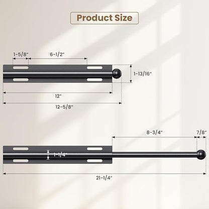 Supforce 2 PACK Valet Rod for Closet Pull Out, Retractable Slide Out Valet Rod Closet Organization, 12" Aluminum Valet Clothing Hanger Rods Perfect for Suits, Freshly Pressed Clothes, Black