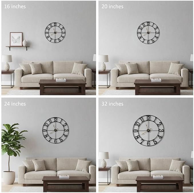 Zabiki 40 Inch Large Wall Clock Modern, Oversized Arabic Numeral Vintage Farmhouse Decorative Black Metal Wall Clock for Living Room Decor, Xmas, Birthday Gift