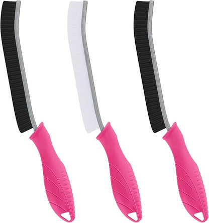 FOOGWEE Hard Bristle Crevice Cleaning Brush - Cleaning Supplies - Grout Cleaning Brushes for Household Use - Crevice Cleaning Tool for Bathroom, Home and Kitchen (3, Rose)