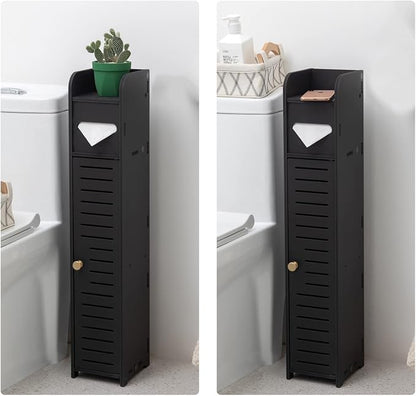 AOJEZOR Small Bathroom Storage Cabinet: Bathroom Toilet Paper Cabinet Fit for Small Roll,Black