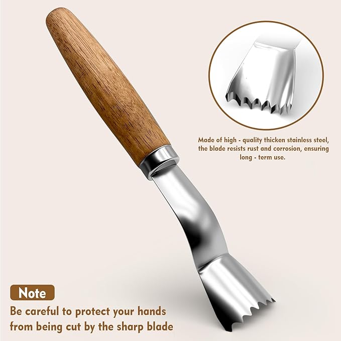Corn Peeler + Corn Cob Holders, Corn on The Cob Stripper Tool, Corn Cob Stripper tool, Corn Cob Peeler, Sweet Corn Planer Cutter Kernel remover tool, Wooden Handle for Hand Grip, Corn Pick Set