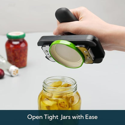 KITCHENDAO Jar Opener for Weak Hands with Durable Metal Internal Mechanism, Fits 1–4.5 Inch Lids, Twist Lid Opener, Stainless Steel Teeth, Non-slip Grip & Base Pad