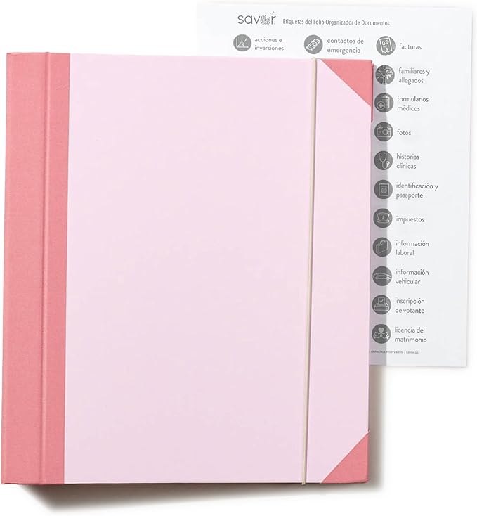 Savor | Edición Actualizada 2025 El Folio™ Organizador de Documentos en Español| 17 millones de me Gusta en TikTok | Carpeta de Emergencia para Acta de Nacimiento, Tarjeta de Seguro Social, Pasaporte