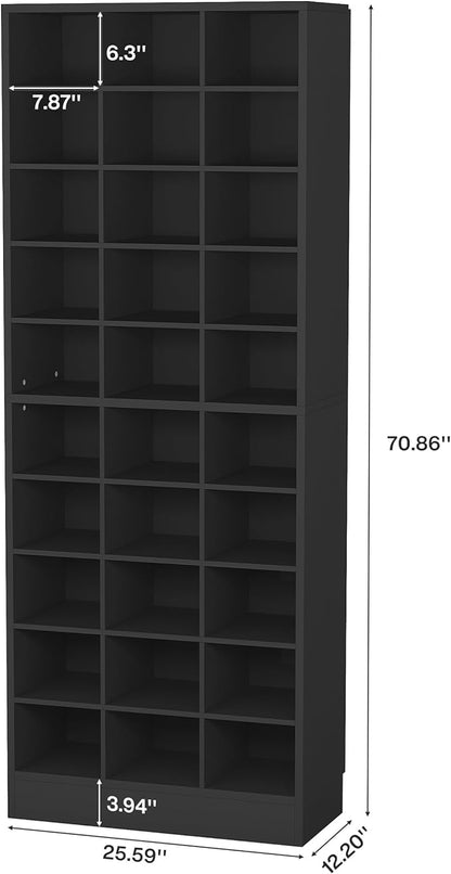 Tribesigns 10-Tier Shoe Storage Cabinet Set of 2, Black Wooden Shoe Rack with 30 Cubbies, Freestanding Tall Entryway Shoe Organizer for Closet, Entryway, Living Room
