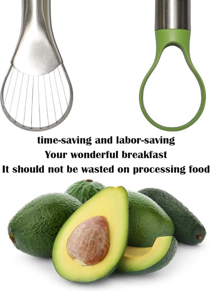 QPQ 2-in-1 Avocado Slicer & Pitter, Stainless Steel Kitchen Tool with Wire End for Scooping, Loop End for Pit Removal, Dishwasher Safe，Stainless Steel Avocado Slicer