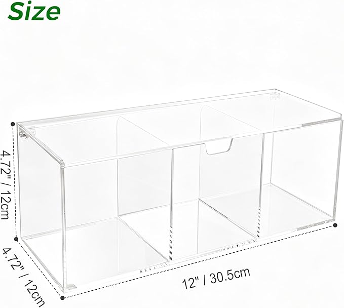 Lovemolly Acrylic Coffee Pod Organizer with Lid - 24 Pod Capacity, 3-Compartment Clear Coffee Bar Storage for Single Serve Capsules, Creamer Singles & Sugar Packets