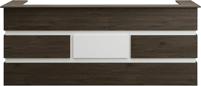 Mares 87" Wood Office Reception Desk Counter & Drawers w/Telescopic Rails & Chrome Handles | Cable Grommet Holes | Option to Add Logo | Front Table Furniture Nail Hair Beauty Salon Spa Restaurant