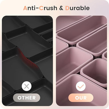 A-LuGei 【Military Grade Drawer Organizer, 【𝟱𝗦𝗶𝘇𝗲】 Makeup organizer, 【Holds 177 Items】 Bathroom Organizers and Storage, Organization and Storage, Desk Drawer Organizer for Vanity (Lilac)