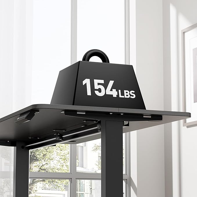 Electric Standing Desk Adjustable Height 48 x 24 Inch, Sit Stand Desk, Stand up Desk for Home Office, Computer Workstation (Spliced Desktop,Black)