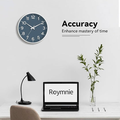 Roymnie Wall Clock, Silent Wall Clocks Battery Operated 8 Inch-Modern Non Ticking Analog Clock Decorative for Kitchen Office Bathroom Bedroom(Azure Blue)
