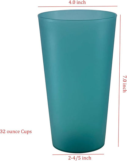 AOYITE 32 oz Reusable Drinking Cups, Unbreakable Large Plastic Tumblers set of 12, BPA Free Dishwasher Safe Cups for Kids Adult Kitchen Camping Party Outdoor