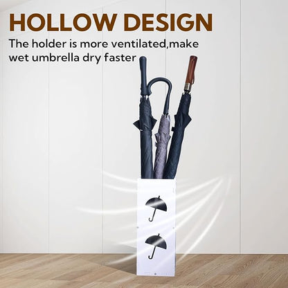 White Square Umbrella Organizer, Umbrella Stand for Entryway, Storage Bin Freestanding for Home, Office, Hotel