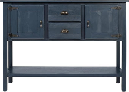 LKTART Solid Wood Farmhouse Console Table,Sofa Table with Storage Drawers and Shelves,Entryway Table for Entry Hallway Foyer,EasyAssembled (48" Navy Blue)