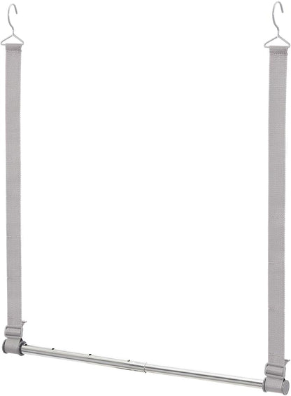 STORAGE MANIAC Hanging Closet Rod, Adjustable Width and Height Closet Hanging Organizer, Space-Saving Clothes Hanging Bar, Closet Extender Hanging Rod Double Closet Hanging Rod, 1 Pack Webbing