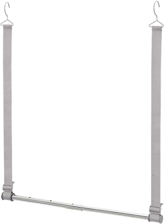 STORAGE MANIAC Hanging Closet Rod, Adjustable Width and Height Closet Hanging Organizer, Space-Saving Clothes Hanging Bar, Closet Extender Hanging Rod Double Closet Hanging Rod, 1 Pack Webbing