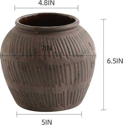 Farmhouse Vase for Home Decor, Vintage Rustic Terracotta Flower Vase Suitable for Home Decor, Living Room, Shelf, Dining Table. ZSHLXM