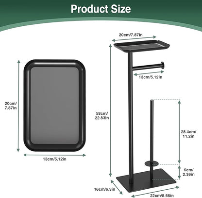 Toilet Paper Holder Stand with Top Storage Shelf, Free Standing Toilet Roll Dispenser for Bathroom, Holds 4 Reserve Rolls