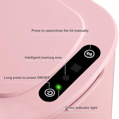 Cesun Motion Sensor Trash Can, 5 Gallon Automatic Bathroom Garbage Can with Lid, Touchless Smart Plastic Slim Wastebasket for Bathroom, Office, rv, Bedroom, Living Room, Pink
