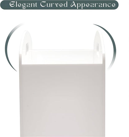 White Magazine Holder - Acrylic Magazine Rack Floor, Newspaper Stand with handles, Modern Lucite Magazine and Book Basket Box for Bathroom, Bedroom, Living Room
