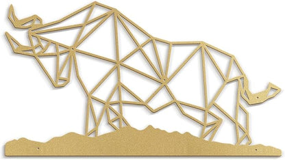 SIGNLEADER Metal Wall Art Decor Rhino Warrior Fighting Modern Abstract Wall Sculpture Hangings Home Decoration for Living Room, Bedroom, Bathroom, Kitchen, Outdoor - 36" Gold